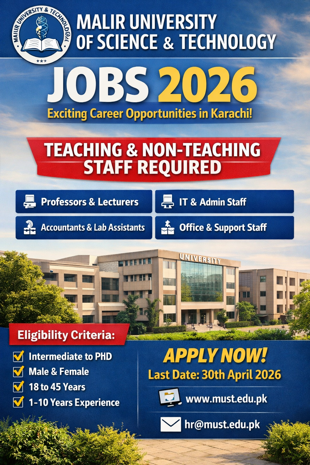 Malir University of Science & Technology Jobs 2026 latest opportunity