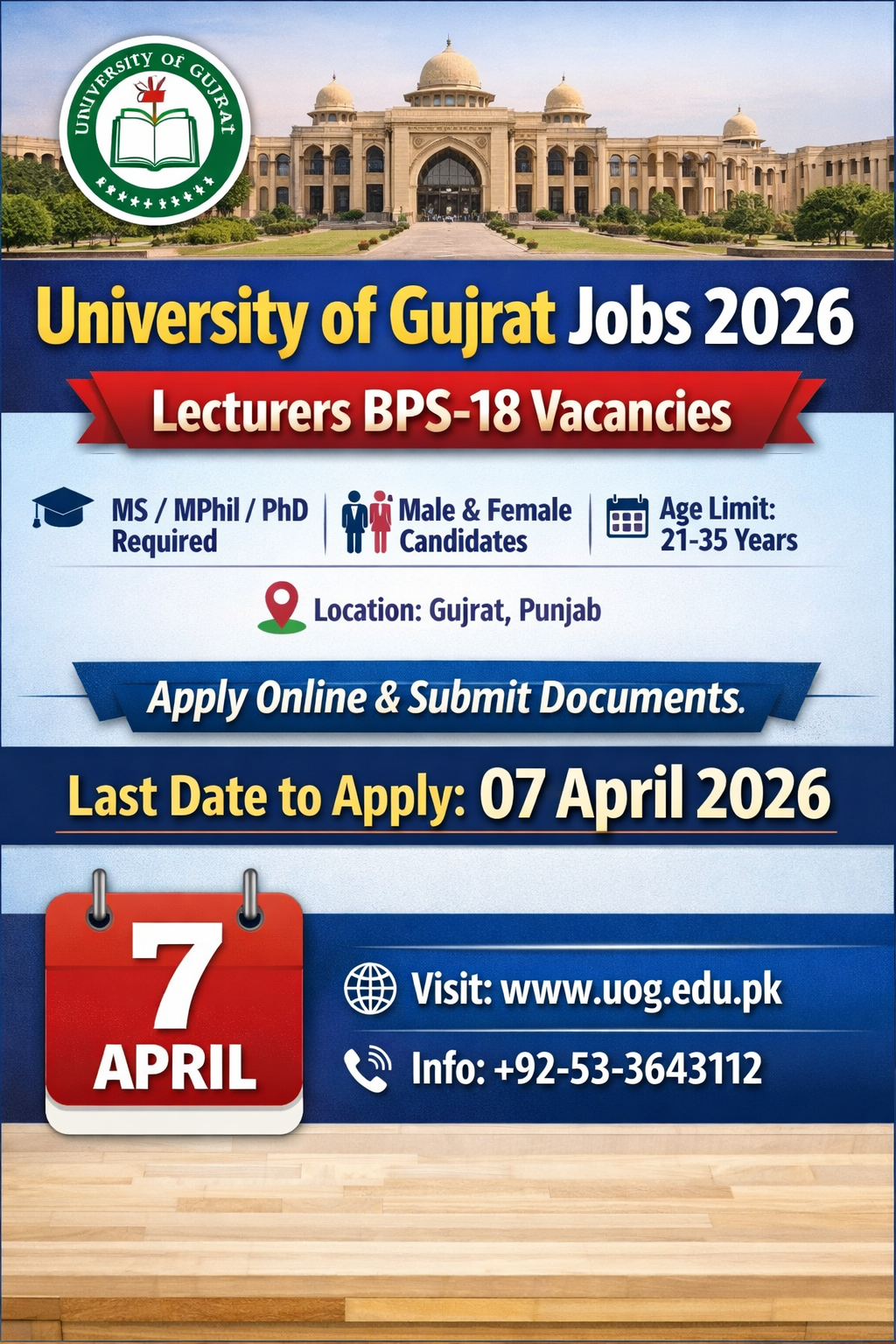 University of Gujrat Jobs 2026 Latest opportunity